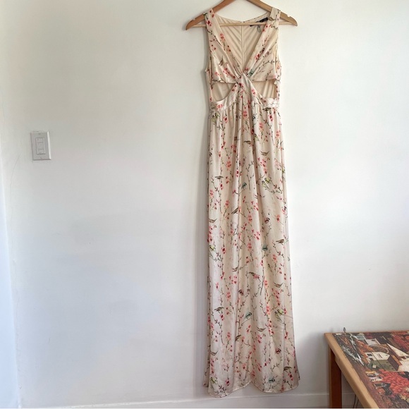 Zara Cream Floral Maxi Dress with Pink & Green Print - Picture 2 of 14